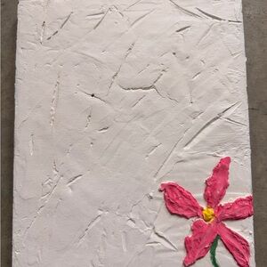 Textured Wall Art Hand-Painted Pink Flower Canvas